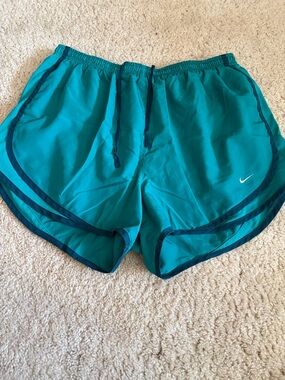 Nike Women's Teal Athletic Shorts with Dark Teal Trim